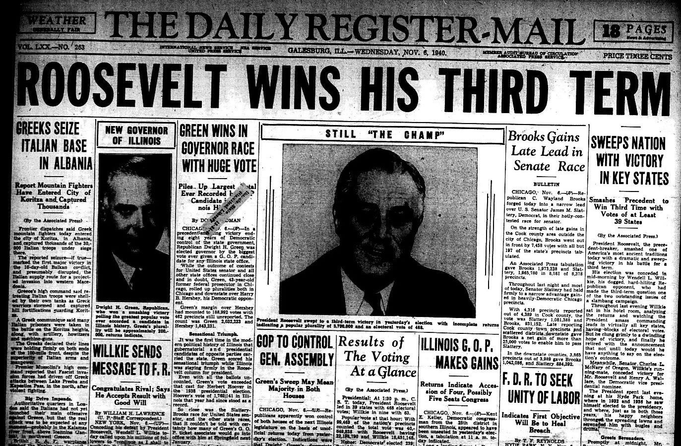 FDR 3rd Election as US President